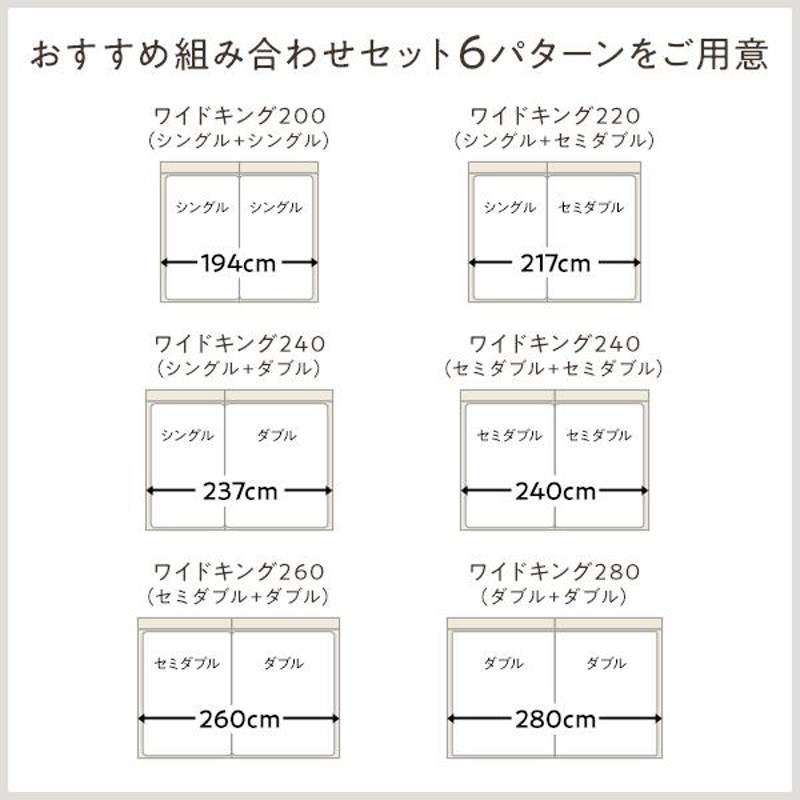 ベッド ワイドキング 220(S+SD) ポケットコイルマットレス付き