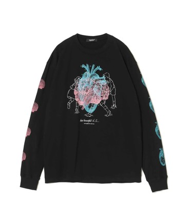 特色印花長袖圓領TEE(黑)