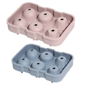 EASY&FREE 6格圓球製冰盒 Set 兩入組  23 x 15.3cm  珊瑚粉 + 天空藍  1組