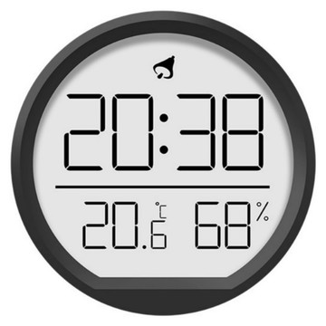 Couselect 簡約溫濕度計時鐘/室內電子溫度表壁掛數顯鬧鐘 1個  黑色