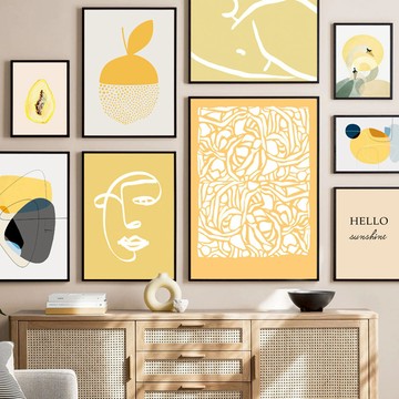 酸甜黃色調　藝術系列　裝飾掛畫　台灣製造 - G款－白框-40*60cm