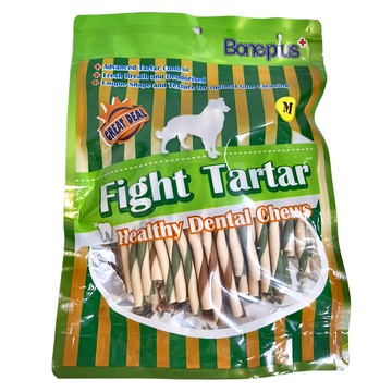 Boneplus 綜合雙色潔牙軟笛酥-M 5.0英吋(厚) 適合18週以上幼犬、成犬及老犬  340g  1包