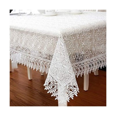 bvnxks White Lace Macrame Table Cloth Decor Translucent Table Cover Embroid