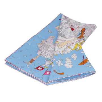 HERMES Sur Mon Nuage 雲間萬象方巾(90x90)(天藍薰衣草紫黃色)