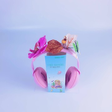 有線耳機 電腦遊戲重低音 帶線卡通頭戴式花朵女生耳機