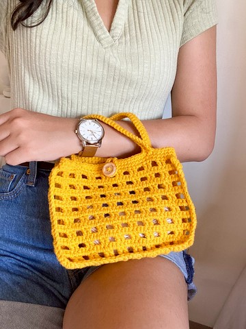 迷你簍空編織餅乾托特包 bahnhof手作