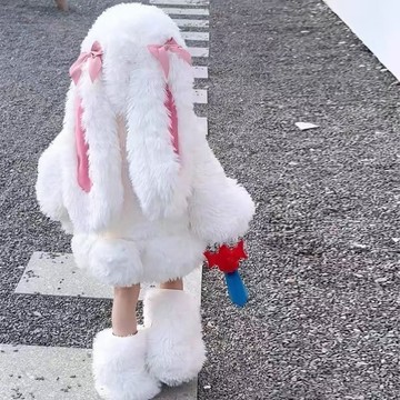 ✨免運出貨✨女童爆款毛絨套裝冬季新款兒童洋氣可愛兔子衣服女孩毛幼兒兔子舞