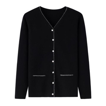 羊絨衫女保暖系扣開衫V領加厚毛衫大碼秋冬寬松顯瘦長袖毛衣K820