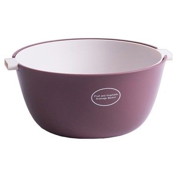 簡約雙層瀝水籃/洗菜籃 1入 大容量 廚房瀝水好幫手 L  酒紅色  22.5 x 10.1cm