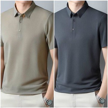 【巴黎精品】現貨+預購 夏季短袖上衣男襯衫高爾夫球衫冰絲休閒提花翻領免燙T恤-薄款男POLO衫6色a1jw3