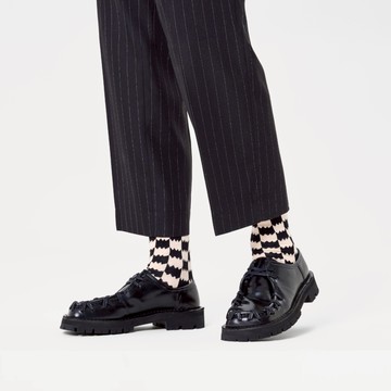 瑞典 HAPPY SOCKS Graphic&Symbols系列-奇幻格紋襪 - 米黑色-EU(41~46)