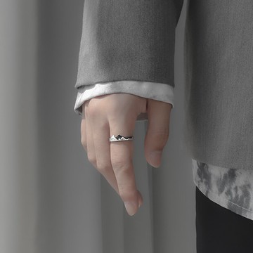 純銀戒指男潮ins單身網紅冷淡風小眾輕奢925銀男款食指戒男士指環