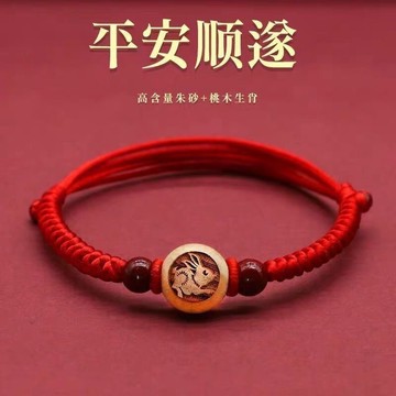 ⚡️臺灣出貨⚡️2025年本命年紅繩手鍊桃木十二生肖龍狗羊牛兔平安硃砂紅繩腳鏈