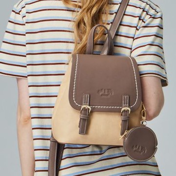 moz瑞典 駝鹿拚色復古風 可調包型 防潑水後背包(燕麥色)