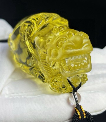 天然黃水晶貔貅吊墜 掛件 雕工精緻 嘴巴都是雕刻張開的貔貅