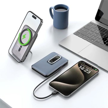 新款超薄磁吸無線充電寶帶支架10000mah大容量自帶線快充移動電源