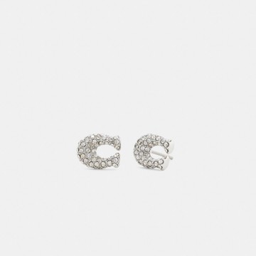 立體雕刻 C 字耳釘