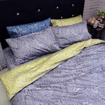 【FITNESS】精梳棉雙人被套-葉羽情(棕綠)_TRP多利寶