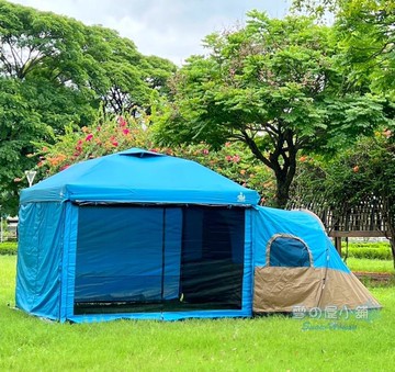 雪之屋 一房一廳套餐組 黑膠客廳帳+星空黑膠側掛帳二門二窗 外掛帳 側掛帳 邊帳 延伸帳