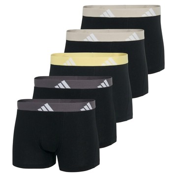 adidas 愛迪達 男款 平口內褲5件組 4AM019-903  黑底灰色 2件 + 黃色 + 深灰色 2件  XL