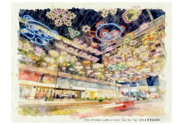 木蒔導賞 手繪明信片 - 2024尖東聖誕燈飾