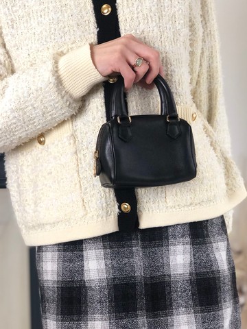 【 日本直送 名牌中古包 】CELINE  સેલિન સૅલિન 側背包 黑色 皮革 2way 迷你包 vintage 古董 tdajcw