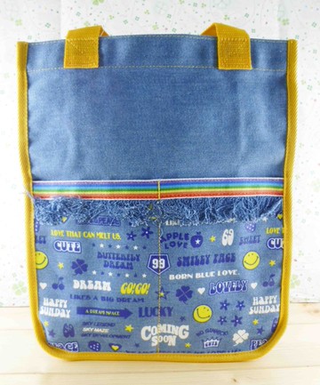 【震撼精品百貨】日本精品百貨~牛仔提袋-微笑