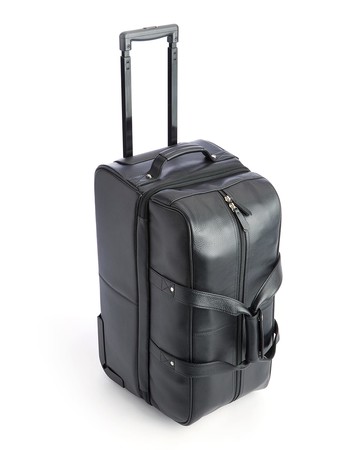 Monogrammed Leather Executive Rolling Duffel Suitcase