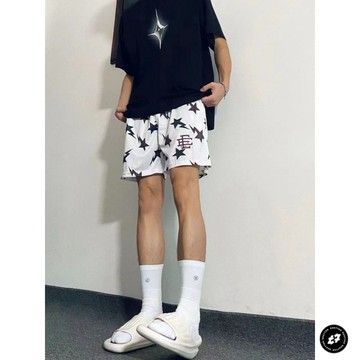 美式籃球運動小短褲星星褲子男不過膝四分褲子高街健身休閒透氣款運動短褲男士運動田徑短褲跑步健身籃球短褲寬鬆運動短褲