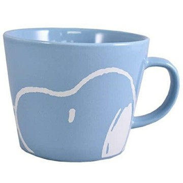 小禮堂 Snoopy 陶瓷馬克杯 440ml (藍白半臉款)