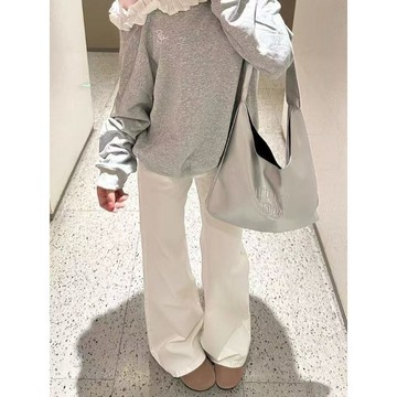 【WYZ】韓系水洗百搭寬鬆不貼腿微喇叭簡約垂感牛仔褲女辣妹通勤款馬蹄褲