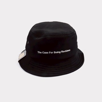 日本The H.W. Dog 平頂短尼龍斜紋帽簷填充面料刺繡字樣漁夫帽黑