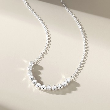 [米蘭精品] 925純銀項鍊串珠吊墜-碎銀幾兩幾何方塊聖誕節情人節生日交換禮物女飾品74cj22