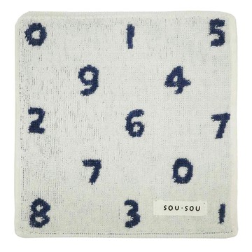SOU SOU 日本丸真 純棉小方巾 15x15cm  數字遊戲 白色  1條