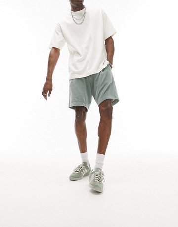 Topman towelling short in sage-Green