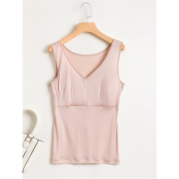 全桑蠶絲防凸點帶胸墊背心免穿文胸一體式打底內衣真絲帶胸罩睡衣