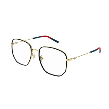 GUCCI | 雙G標誌休閒多邊框眼鏡 黑金/藍紅