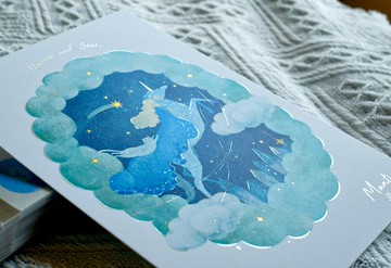 燙金畫卡 A5 - 獨角獸與流星