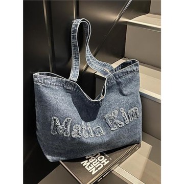 Matin Kim韓國小眾設計牛仔拼接單肩斜挎包女2025新款郵差包包