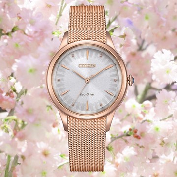 CITIZEN 星辰 L系列 亞洲限定 廣告款 光動能 優雅米蘭帶淑女腕錶-玫金 EM1153-88A 送禮 禮物 推薦