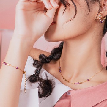 春天來了 招桃花 開工 戀愛 紫水晶 * 項鍊 手鍊 耳骨夾 霞海聯名