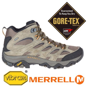 【MERRELL 美國】MOAB 3 GTX男中筒多功能健行鞋『淺卡其』寬楦 035795W 多功能鞋.休閒鞋.登山鞋.露營.登山.戶外