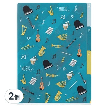 日本 MIDORI 3層資料夾 A5  樂器 藍色  2個