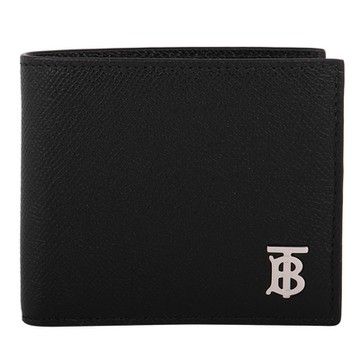 BURBERRY 巴寶莉  金屬LOGO 防刮二折零錢袋短夾(黑)