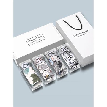 2025年夏季新款男士內褲純棉青年平角冰絲高檔禮盒四角褲頭ckρΙ