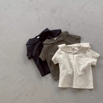 Nunubiel 無印水手領上衣【現貨】兒童衣服 寶寶上衣 嬰兒上衣 兒童上衣 韓國童裝 嬰兒衣服 寶寶衣服 韓國童裝