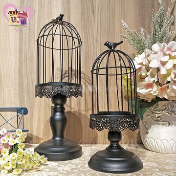 ⚡快速出貨⚡鄉村黑色田園風鍛鐵鳥籠裝飾 多用途收納桌上燭台 園藝戶外用品花卉盆栽居家收納店面佈置餐桌擺件【築巢傢飾】