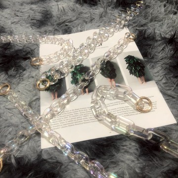 夢幻鐳射包鏈手機殼掛鏈高級感亞克力包帶掛繩項鏈褲網紅炫彩鏈條