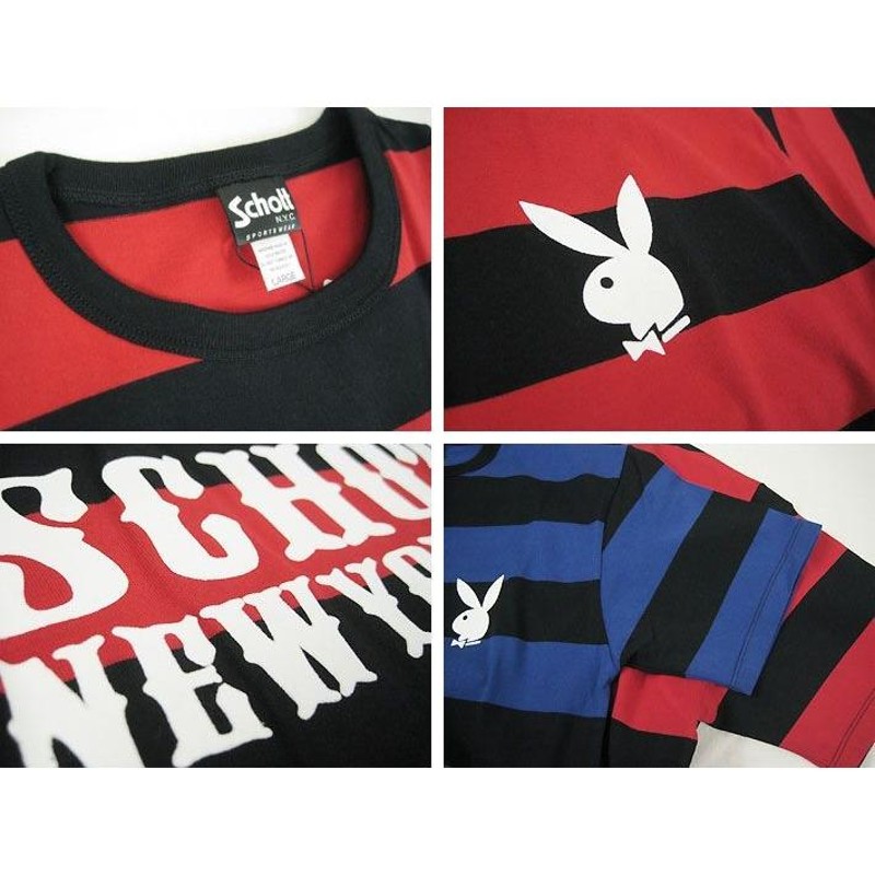 希少  Schott × PLAYBOY ボーダー Tee XL Wネーム