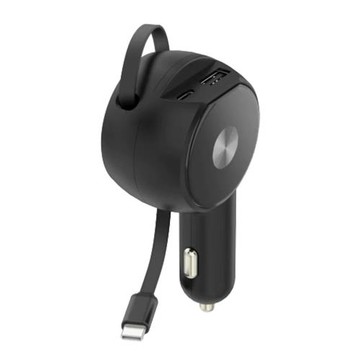 新款汽車車載充電器支持66W超級快充閃充伸縮線三合一點煙器車充